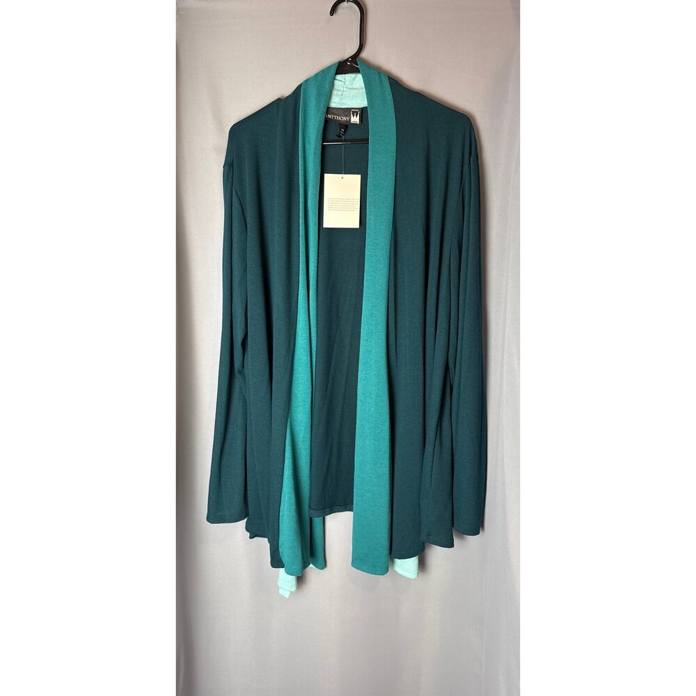 NWT‎ Anthony Cardigan Sweater Career Green Color Block Size 2X